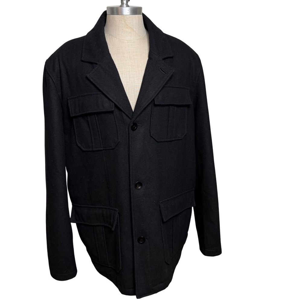 Black Rivet Mens Wool Blend Field Jacket Black XLT Tall Quilted Lining Pockets